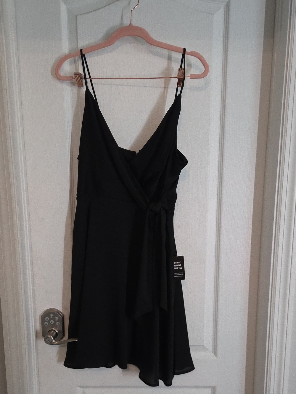 Express Black Wrap-Style Spaghetti Strap Mini Dress